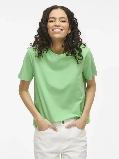 Vila Jeans & Casuals|Tops & T-shirts^Dames t-shirt korte mouw groen