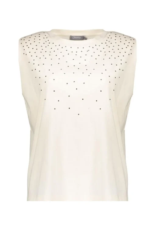 Geisha Jeans & Casuals|Tops & T-shirts^Dames t-shirt korte mouw grijs