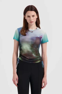 Olaf Hussein Outlet^Dames t-shirt korte mouw groen