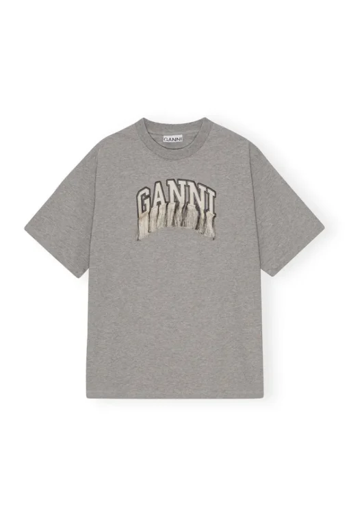 Ganni Designer|Tops & T-shirts^Dames t-shirt korte mouw grijs