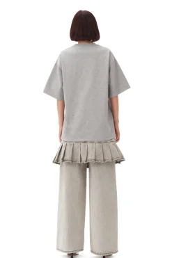Ganni Designer|Tops & T-shirts^Dames t-shirt korte mouw grijs