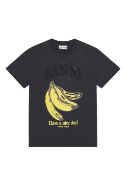 Ganni Designer|Tops & T-shirts^Dames t-shirt korte mouw grijs