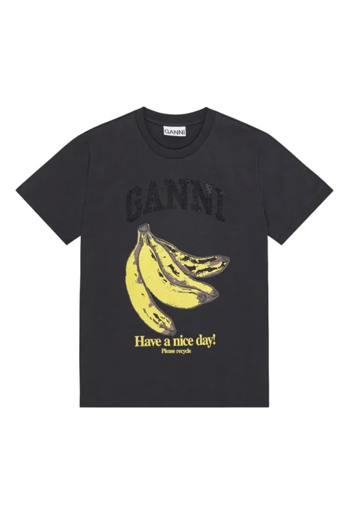Ganni Designer|Tops & T-shirts^Dames t-shirt korte mouw grijs
