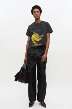 Ganni Designer|Tops & T-shirts^Dames t-shirt korte mouw grijs