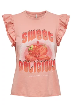 Only Outlet^Dames t-shirt korte mouw rood