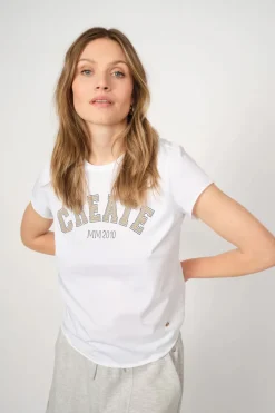 Mos Mosh Jeans & Casuals|Tops & T-shirts^Dames t-shirt korte mouw wit