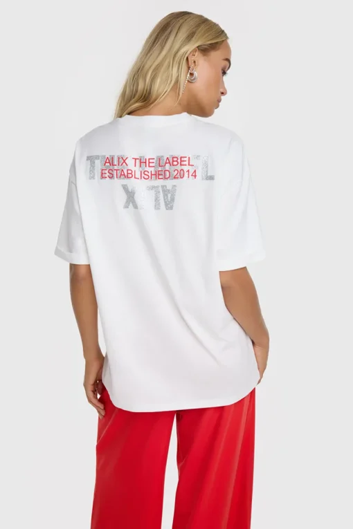 Alix the Label Jeans & Casuals|Tops & T-shirts^Dames t-shirt korte mouw wit