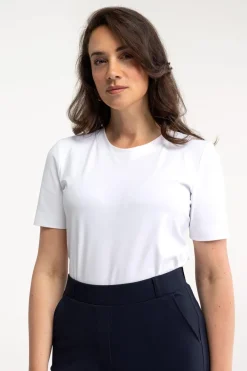Studio Anneloes Jeans & Casuals|Tops & T-shirts^Dames t-shirt korte mouw wit