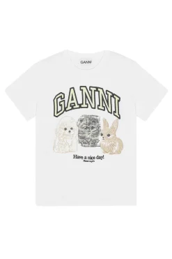 Ganni Designer|Tops & T-shirts^Dames t-shirt korte mouw wit