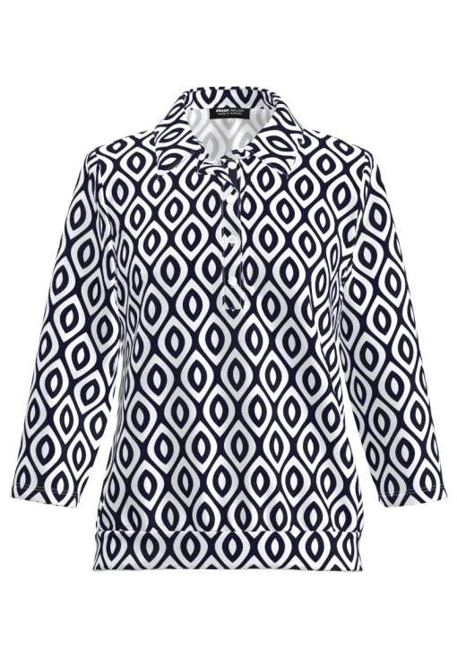 Frank Walder Modern Classics|Tops & T-shirts^Dames t-shirt lange mouw blauw