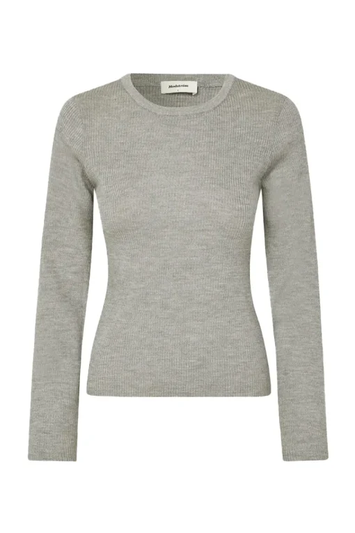Modström Jeans & Casuals|Tops & T-shirts^Dames t-shirt lange mouw grijs