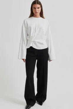 Second Female Jeans & Casuals|Tops & T-shirts^Dames t-shirt lange mouw wit