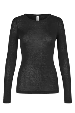 Samsøe Samsøe Jeans & Casuals|Tops & T-shirts^Dames t-shirt lange mouw zwart