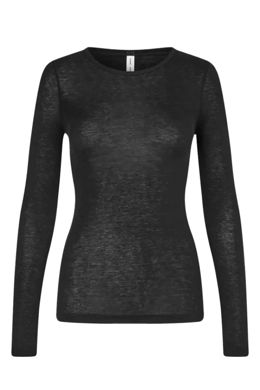 Samsøe Samsøe Jeans & Casuals|Tops & T-shirts^Dames t-shirt lange mouw zwart