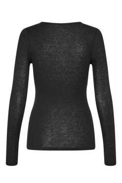Samsøe Samsøe Jeans & Casuals|Tops & T-shirts^Dames t-shirt lange mouw zwart
