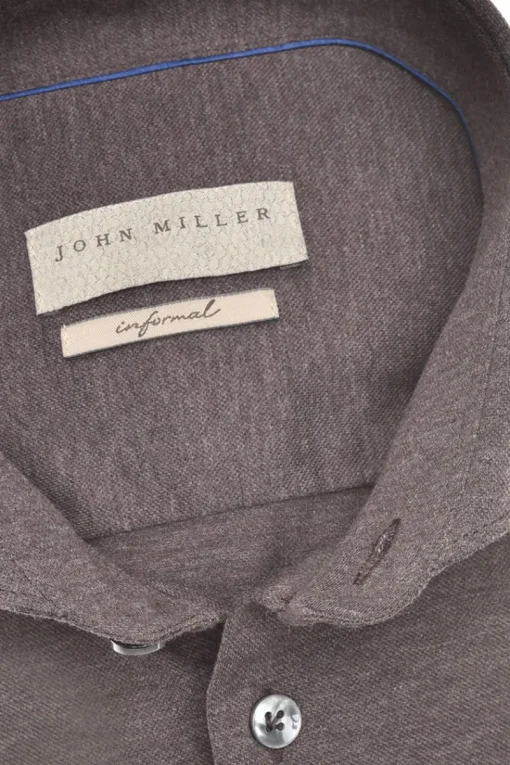 John Miller Modern Classics|Overhemden^Heren overhemd lm casual bruin