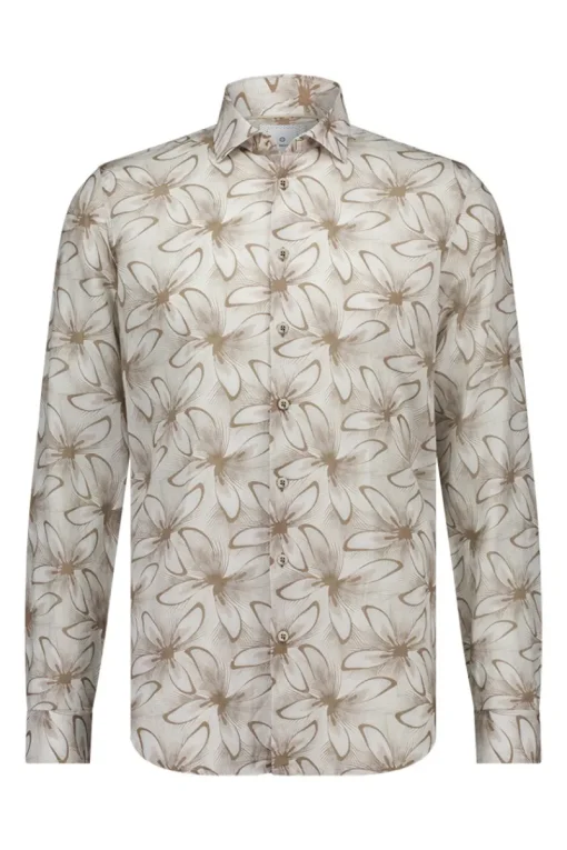 Blue Industry Outlet^Heren overhemd lm casual bruin
