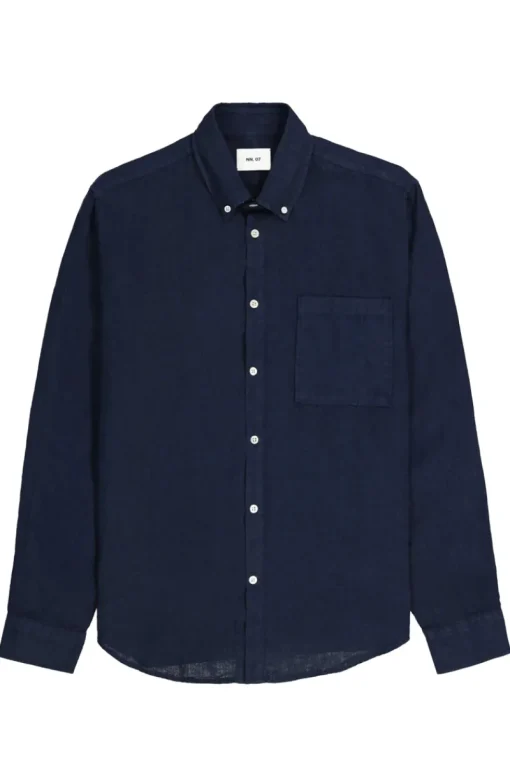 NN07 Outlet^Heren overhemd lm casual blauw