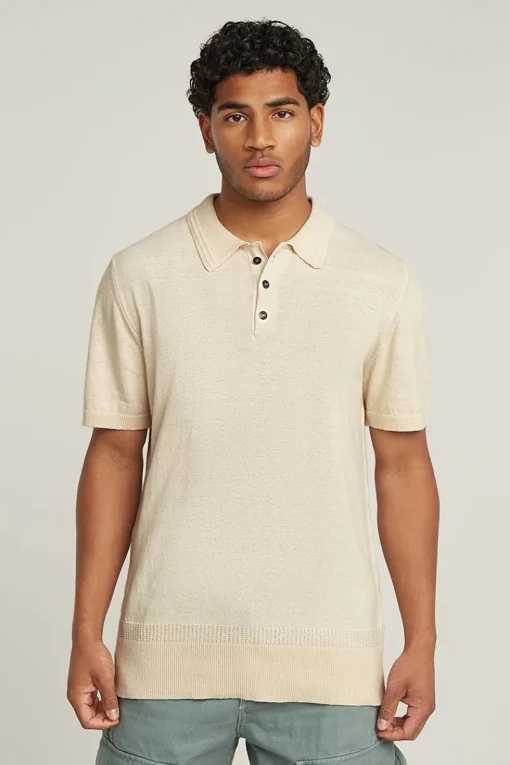 G-Star Jeans & Casuals|T-shirts & Polo's^Heren polo korte mouw ecru