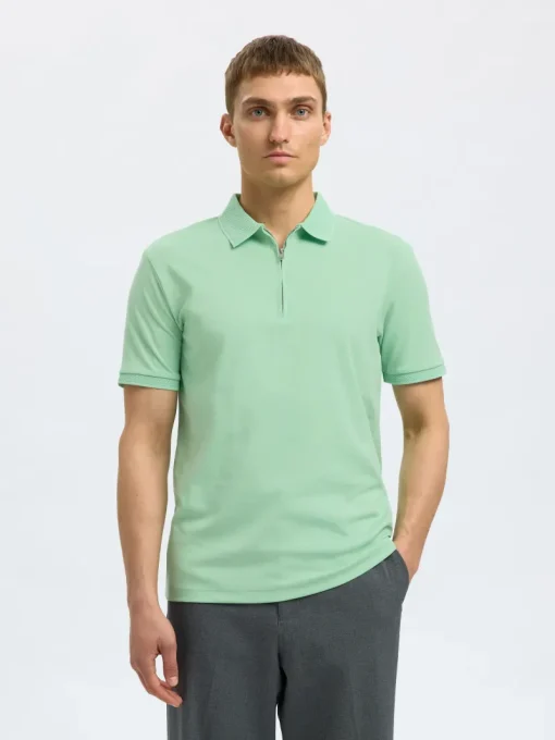 Selected Jeans & Casuals|T-shirts & Polo's^Heren polo korte mouw groen