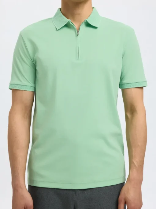 Selected Jeans & Casuals|T-shirts & Polo's^Heren polo korte mouw groen