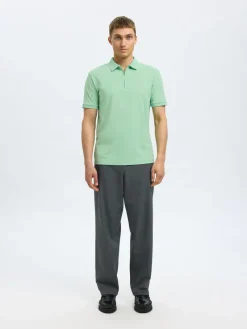 Selected Jeans & Casuals|T-shirts & Polo's^Heren polo korte mouw groen