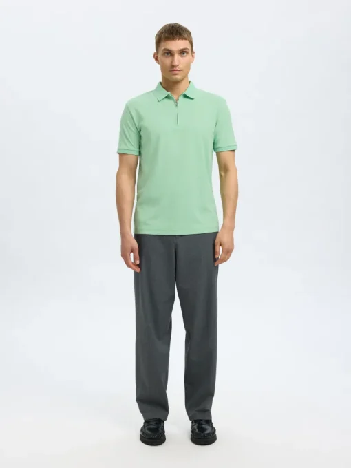 Selected Jeans & Casuals|T-shirts & Polo's^Heren polo korte mouw groen