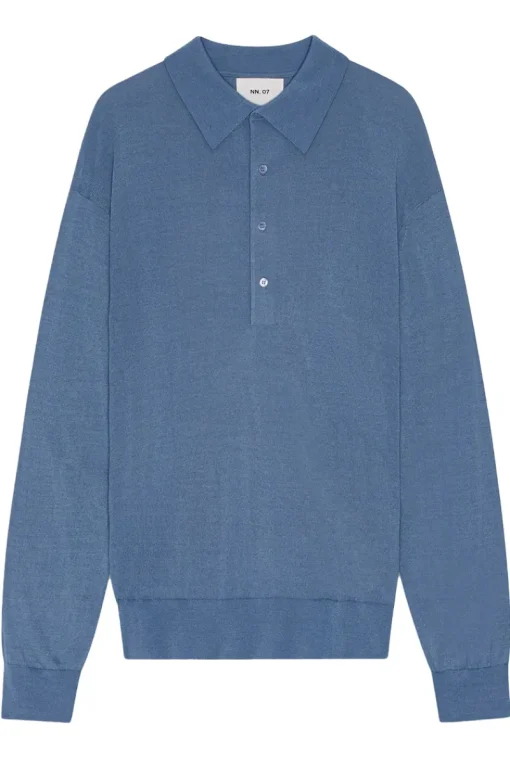 NN07 Outlet^Heren polo lange mouw blauw