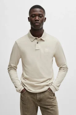 Boss Orange Jeans & Casuals|T-shirts & Polo's^Heren polo lange mouw bruin