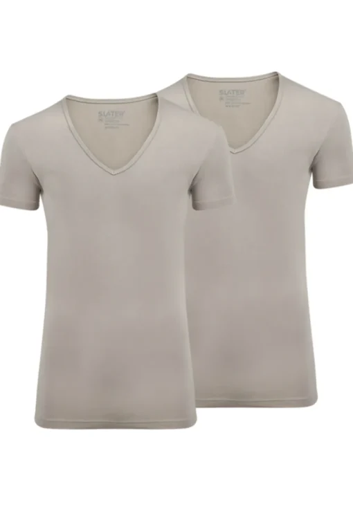 Slater Jeans & Casuals|T-shirts & Polo's^Heren t-shirt kortemouw bruin