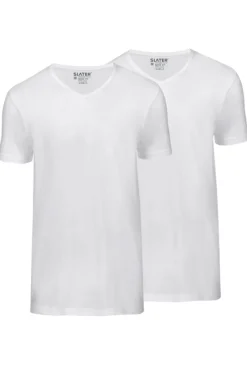 Slater Jeans & Casuals|T-shirts & Polo's^Heren t-shirt kortemouw wit