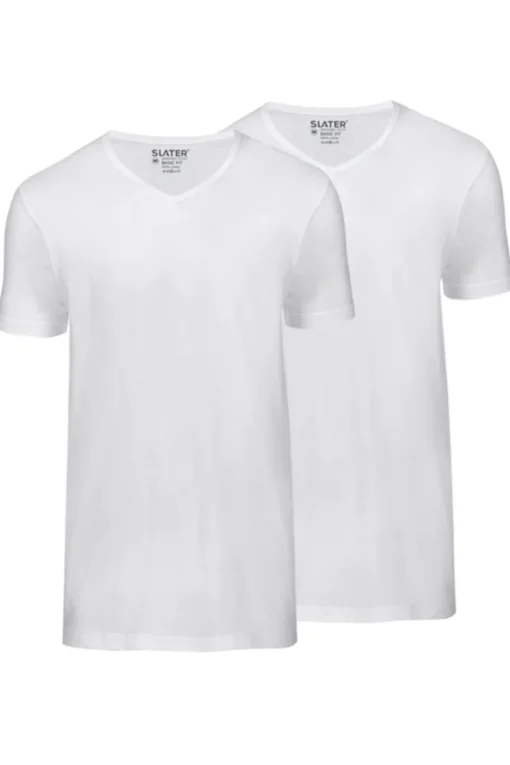 Slater Jeans & Casuals|T-shirts & Polo's^Heren t-shirt kortemouw wit