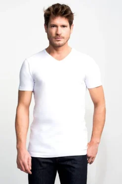 Slater Jeans & Casuals|T-shirts & Polo's^Heren t-shirt kortemouw wit