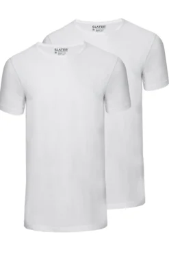 Slater Jeans & Casuals|T-shirts & Polo's^Heren t-shirt kortemouw wit