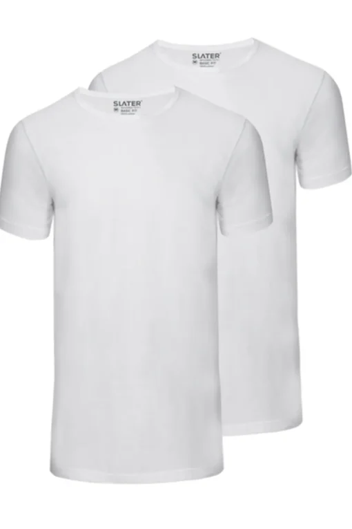 Slater Jeans & Casuals|T-shirts & Polo's^Heren t-shirt kortemouw wit