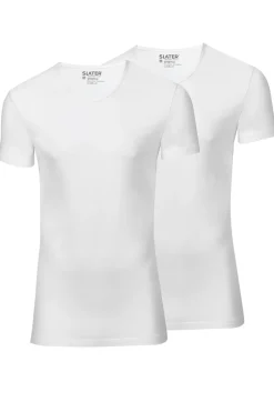 Slater Jeans & Casuals|T-shirts & Polo's^Heren t-shirt kortemouw wit