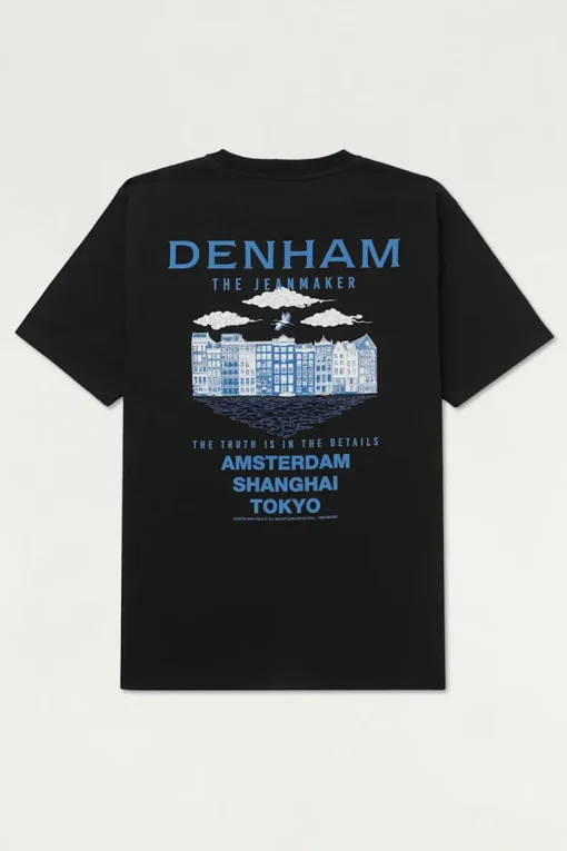 Denham Jeans & Casuals|T-shirts & Polo's^Heren t-shirt kortemouw zwart