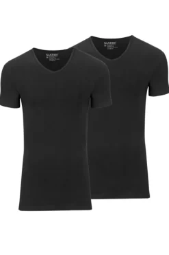 Slater Jeans & Casuals|T-shirts & Polo's^Heren t-shirt kortemouw zwart