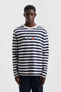 Olaf Hussein Designer|T-shirts & Polo's^Heren t-shirt lange mouw blauw
