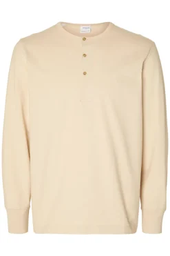 Selected Outlet^Heren t-shirt lange mouw bruin