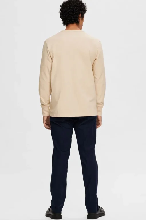 Selected Outlet^Heren t-shirt lange mouw bruin