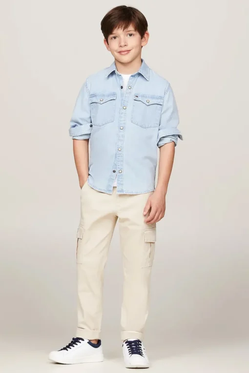 Tommy Hilfiger Overhemden^Jongens overhemd lange mouw blauw