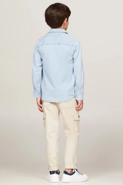 Tommy Hilfiger Overhemden^Jongens overhemd lange mouw blauw