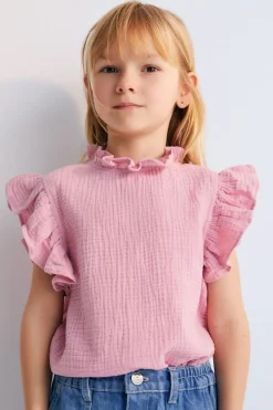 The New Society Blouses^Meisjes blouse korte mouw rose