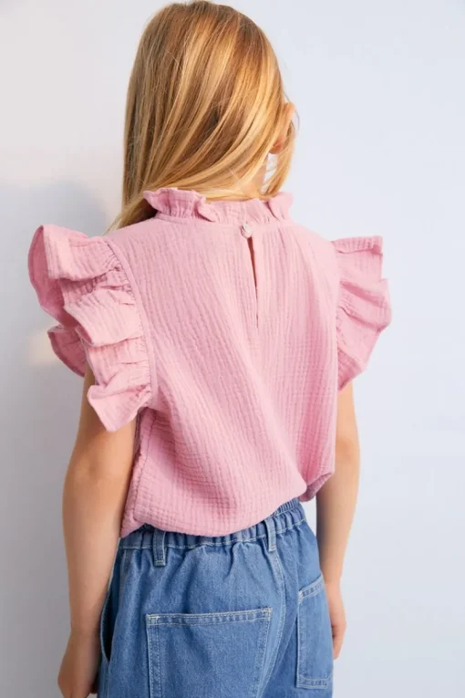 The New Society Blouses^Meisjes blouse korte mouw rose