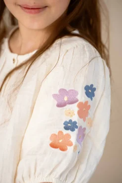 House Of Jamie Blouses^Meisjes blouse korte mouw ecru