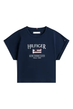 Tommy Hilfiger T-shirts & Polo's^Meisjes t-shirt korte mouw blauw