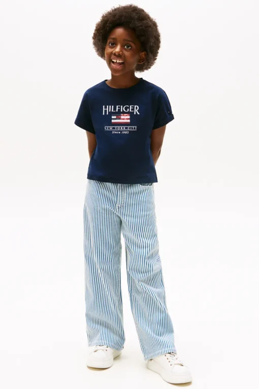 Tommy Hilfiger T-shirts & Polo's^Meisjes t-shirt korte mouw blauw
