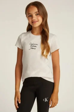Calvin Klein T-shirts & Polo's^Meisjes t-shirt korte mouw bruin