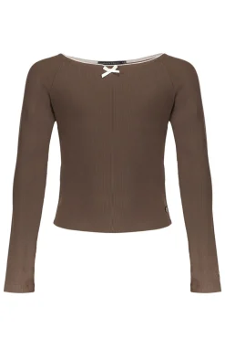 Frankie & Liberty T-shirts & Polo's^Meisjes t-shirt lange mouw bruin